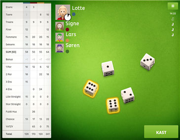 Slå ettere i første kast og se om du kan nå til tops og opnå et Jackpot Spin! Yatzy