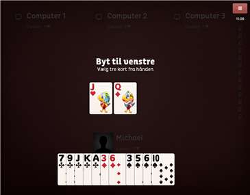 I de fleste runder har du mulighed for at bytte 3 kort væk. Hjerterfri