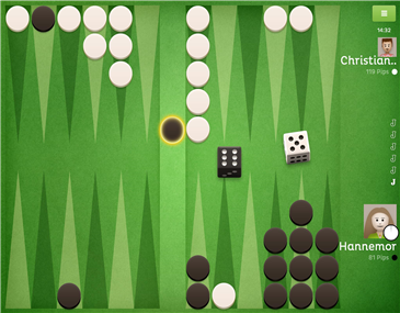 Slå en modstanders brik hjem ved at flytte en brik hen på et punkt, som indeholder en enkel brik. Backgammon