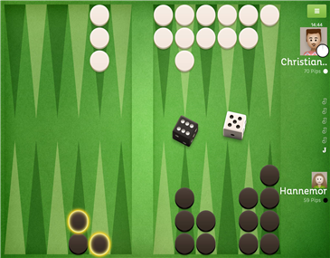 Så er alle brikker næsten hjemme, og slutspillet kan begynde. Backgammon